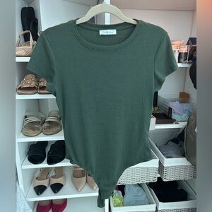 Charlotte Avery Olive Green Ribbed Bodysuit (L)